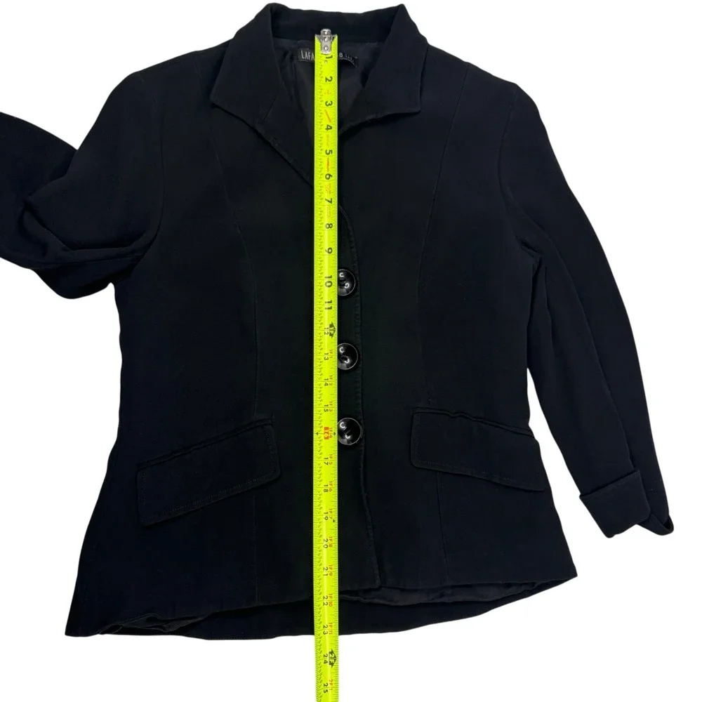 Lafayette 148 New York Blazer Women‎ 6 Black 3-Button 3/4 Sleeve Tailored Jacket